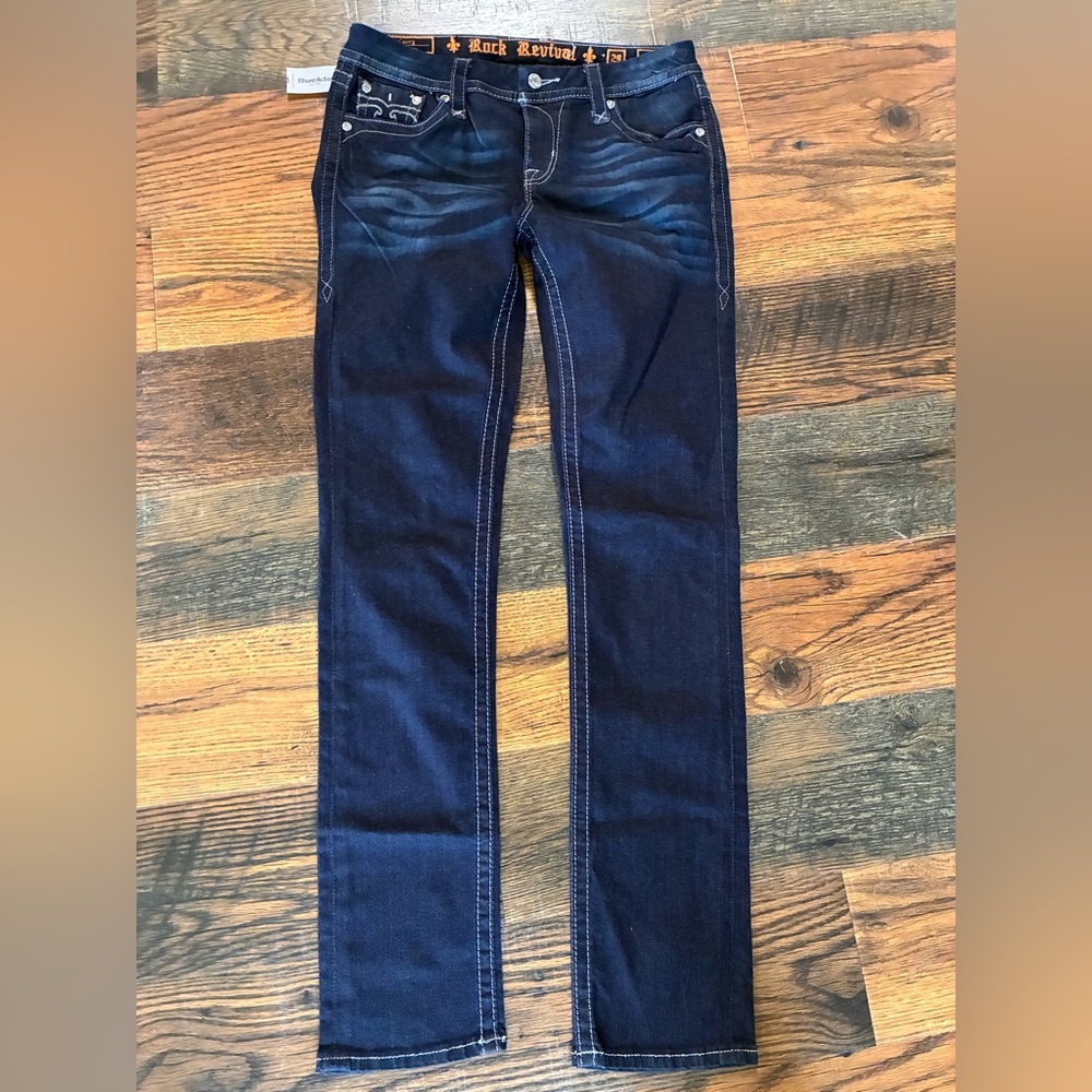 NWT Rock Revival Curvy Mid-Rise “Jessica” Women's Dark Blue Jeans